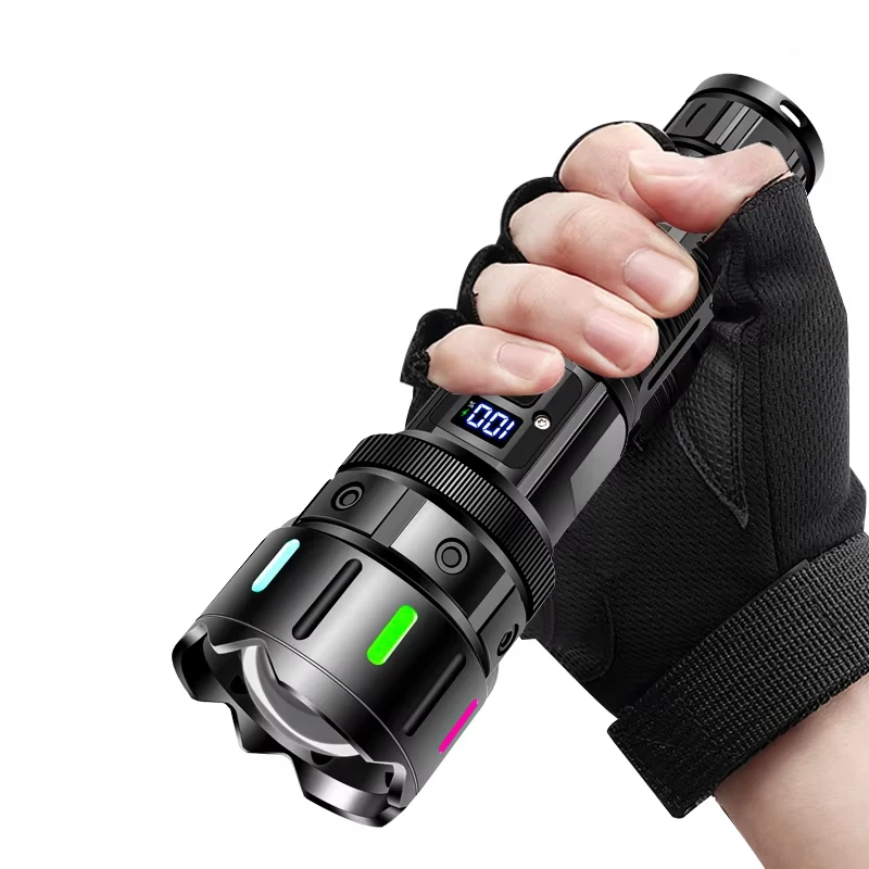 High Power 399999 High Lumen Super Bright LED Flashlight Type-c Rechargeable Tactical Zoom Torch Camping Fishing Lantern