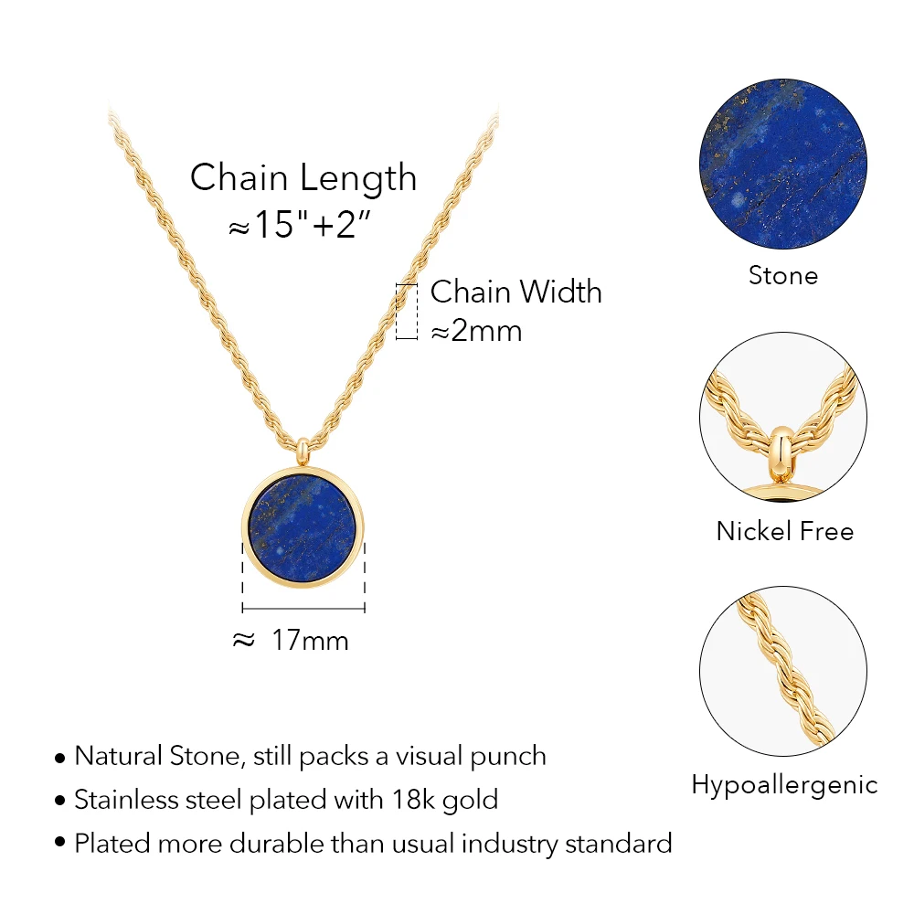ENFASHION Collares Para Mujer Natural Stone Disk Pendant Necklace For Women\'s Stainless Steel Fashion Gold Color Jewelry P243439
