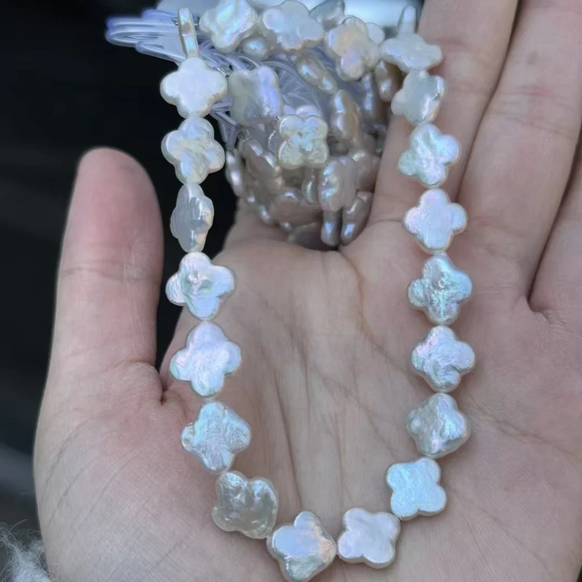 

9.5-10.5mm 6A+ Natural Freshwater Pearl Baroque Four Leaf Clover White Bead Women Jewelry Make DIY Necklace Bracelet Accessories