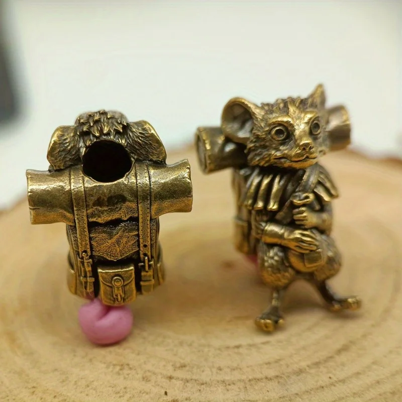 الفئران المسافر النحاس سكين الخرز الحيوان ماوس DIY Paracord المنسوجة أساور الحبل مفتاح سلسلة المعلقات اكسسوارات أداة الشنق #4