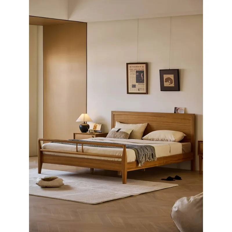 Myanmar teak 1.8 meters double bed master bedroom bed 1.5 modern simple storage bed medieval Song style aesthetics