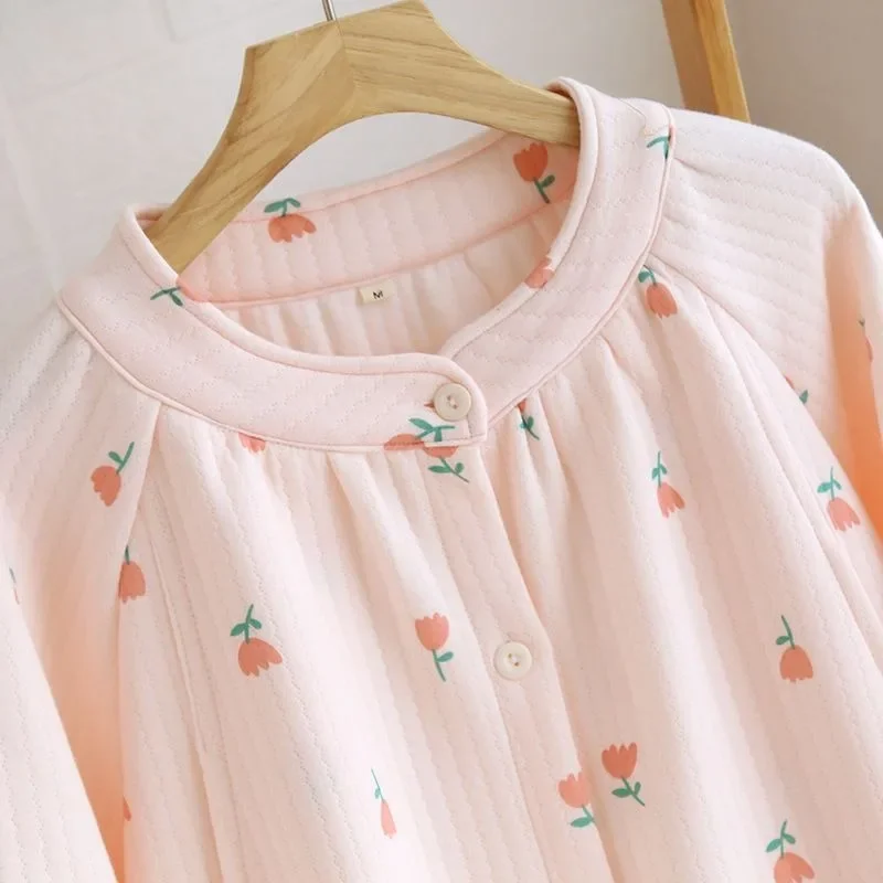 Women New Air Cotton Nursing Loungewear Pure Cotton Postpartum Lactation Winter Women's Pajamas Autumn Pregnancy Sleepwear Wear