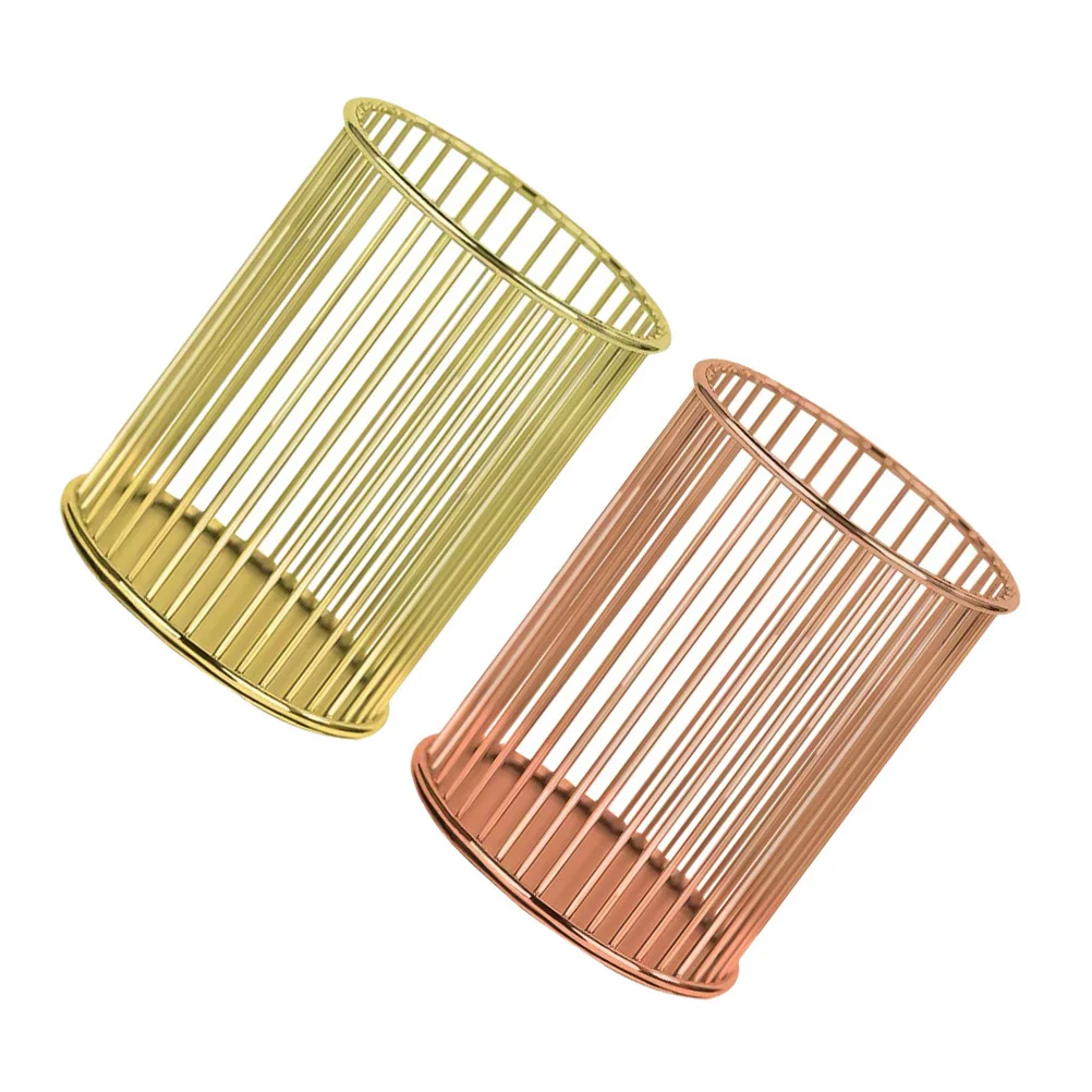 2 個鉄ペンホルダーブラシオーガナイザー丸型収納容器化粧ブラシペン箸デスクトップホームオフィス用