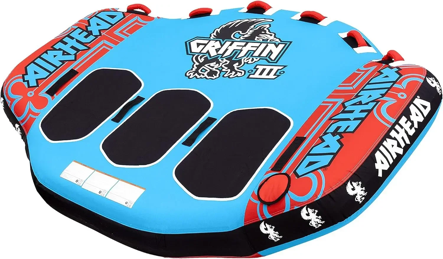 USA Stock Griffin Towable Tube for Boating, 1-3 Rider Inflatable Boat Tube, Winged Design, Full Nylon Cover, EVA Pads, Kwik-Conn