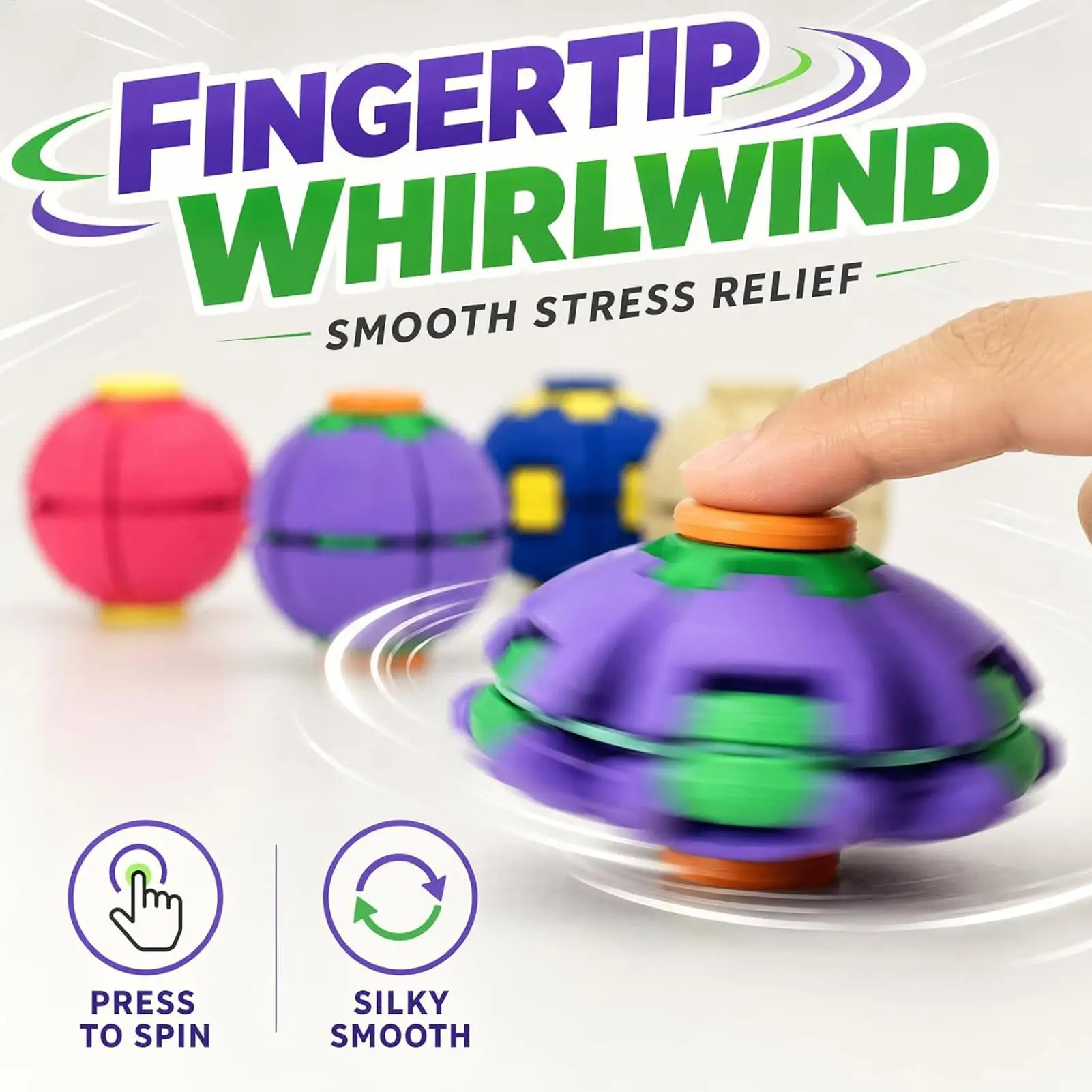 Fidget Balls 3D Printed Sensory Press To Spin Portable Kids Teens Hand Spinner Toy for School Office Work Meeting Travel