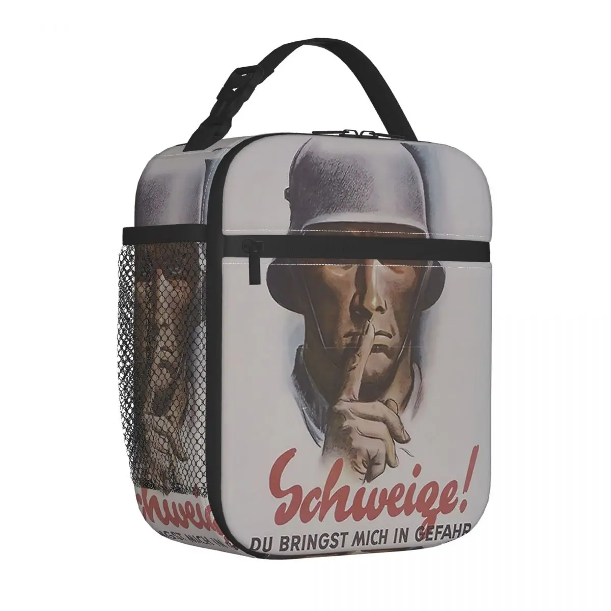 Wwii. Keep Quiet German Insulated Lunch Bag for Women Resuable Cooler Thermal Lunch Tote Beach Camping Travel