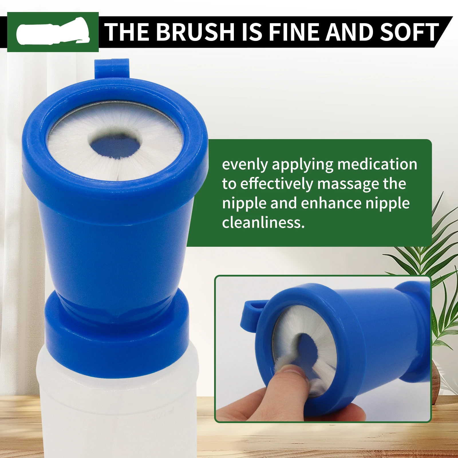 Plastic Teat Dip Cup with Brush Non Reflow Nipple Cleaning Disinfection Dip Cup for Cow Sheep Goat Portable Livestock Supplies