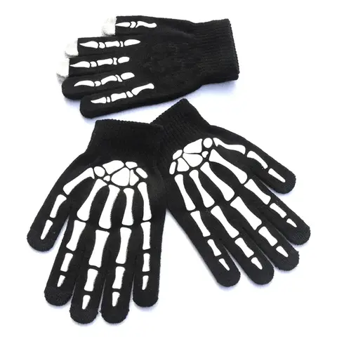 Knitting Gloves Skeleton Head Luminous Half Finger Full Fingers Print Warm Breathable Men Women Fitness Glove Cycling Equipment