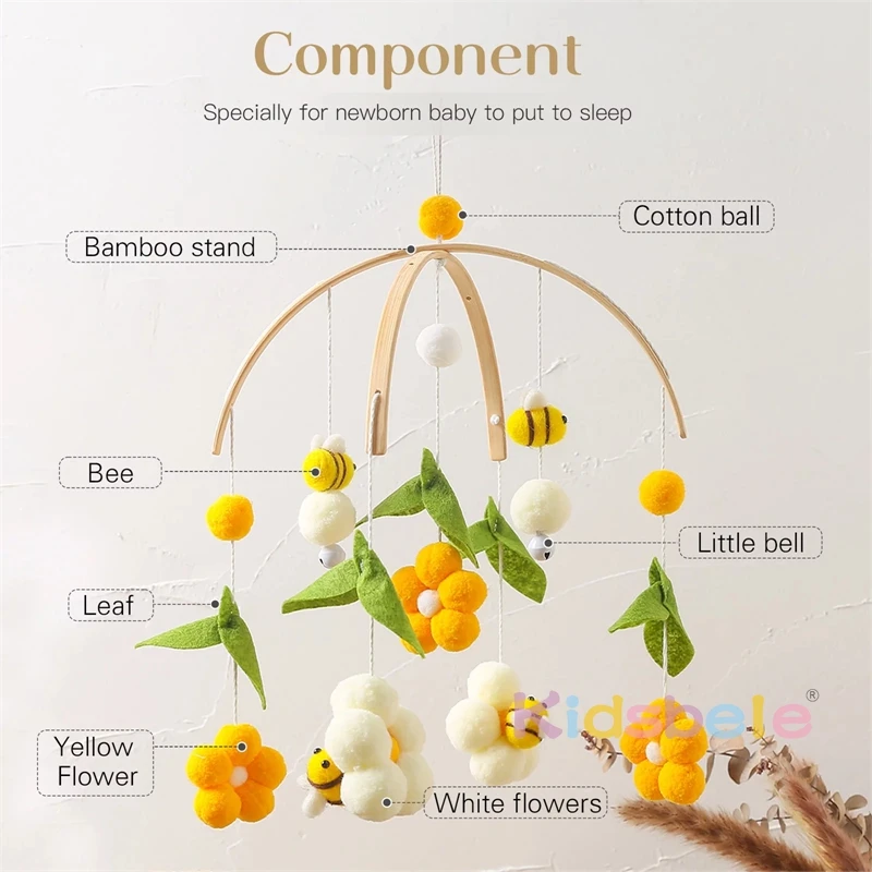 Flowers Bees Bed Bell Hanging Toys Hand Made Hanging Decoration Auditory Bedroom Wind Chime Kids Room Stuff