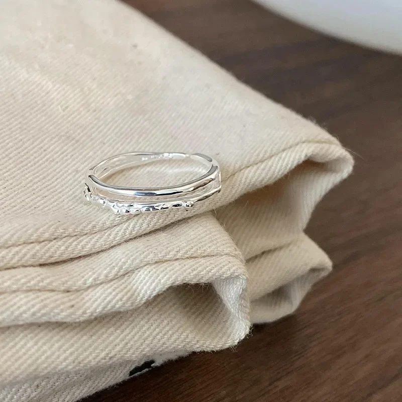 Women's Adjustable Silver Color Geometric Irregular Ring, Trendy Gift