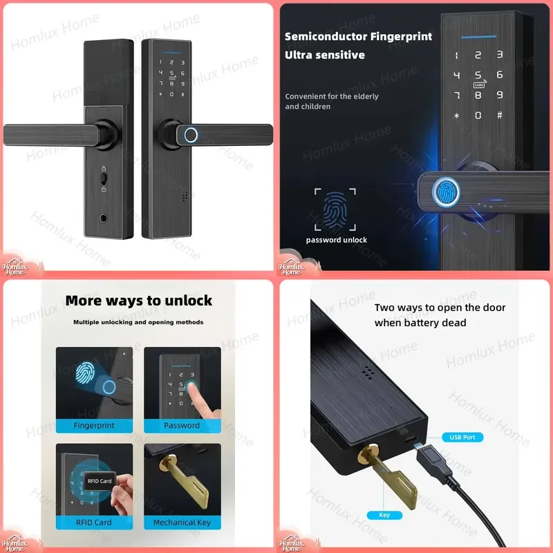 Hot Sale 5050 Mortise Smart Door Lock with Fingerprint Password Key Tuya WiFi TTLock for Home Apartment Security Anti Theft