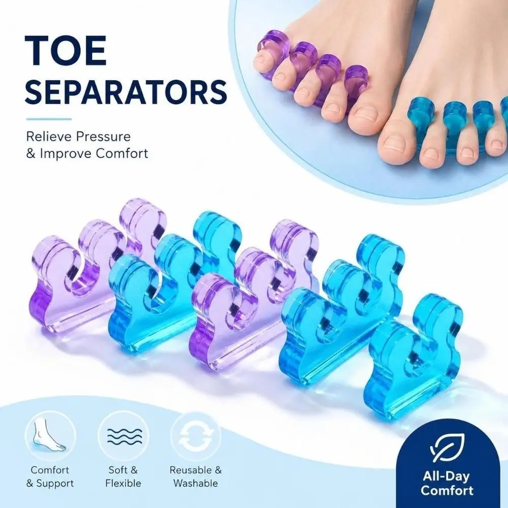 Soft Silicone Toe Separators Reusable Washable Gel Material Toe Alignment Tool Pedicure Orthopedic Design Toe Spacers Foot Care
