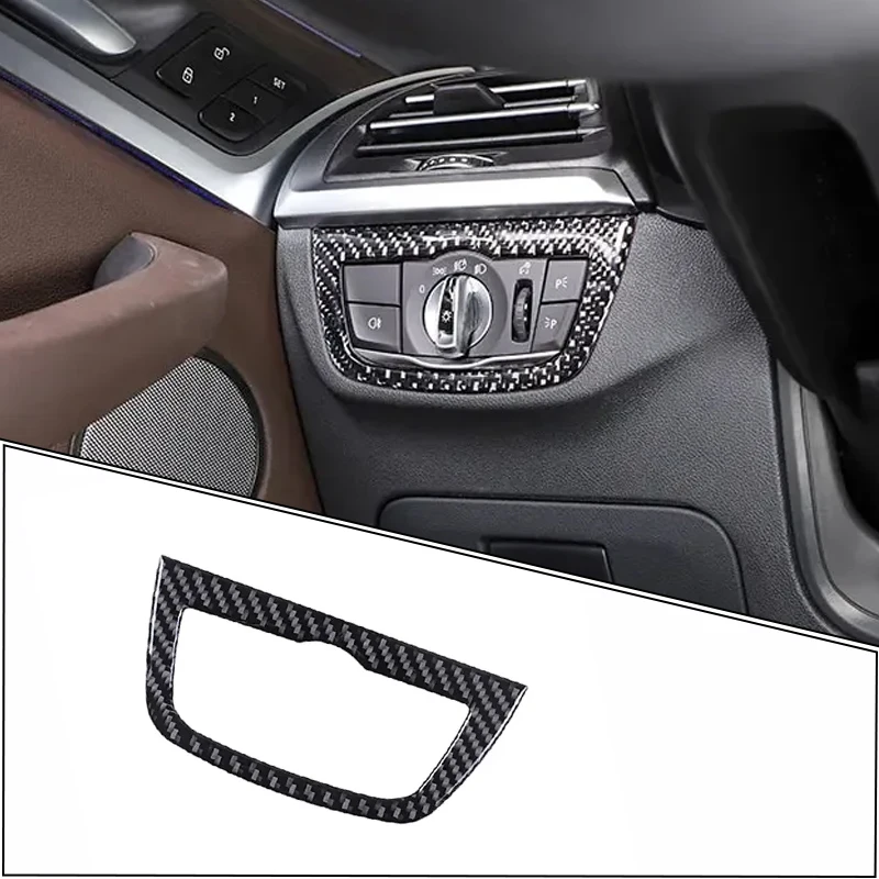 

For BMW X3 X4 G01 G02 G08 2018-2021 Soft Carbon Fiber Car Headlight Switch Cover Trim Sticker Car Interior Accessories