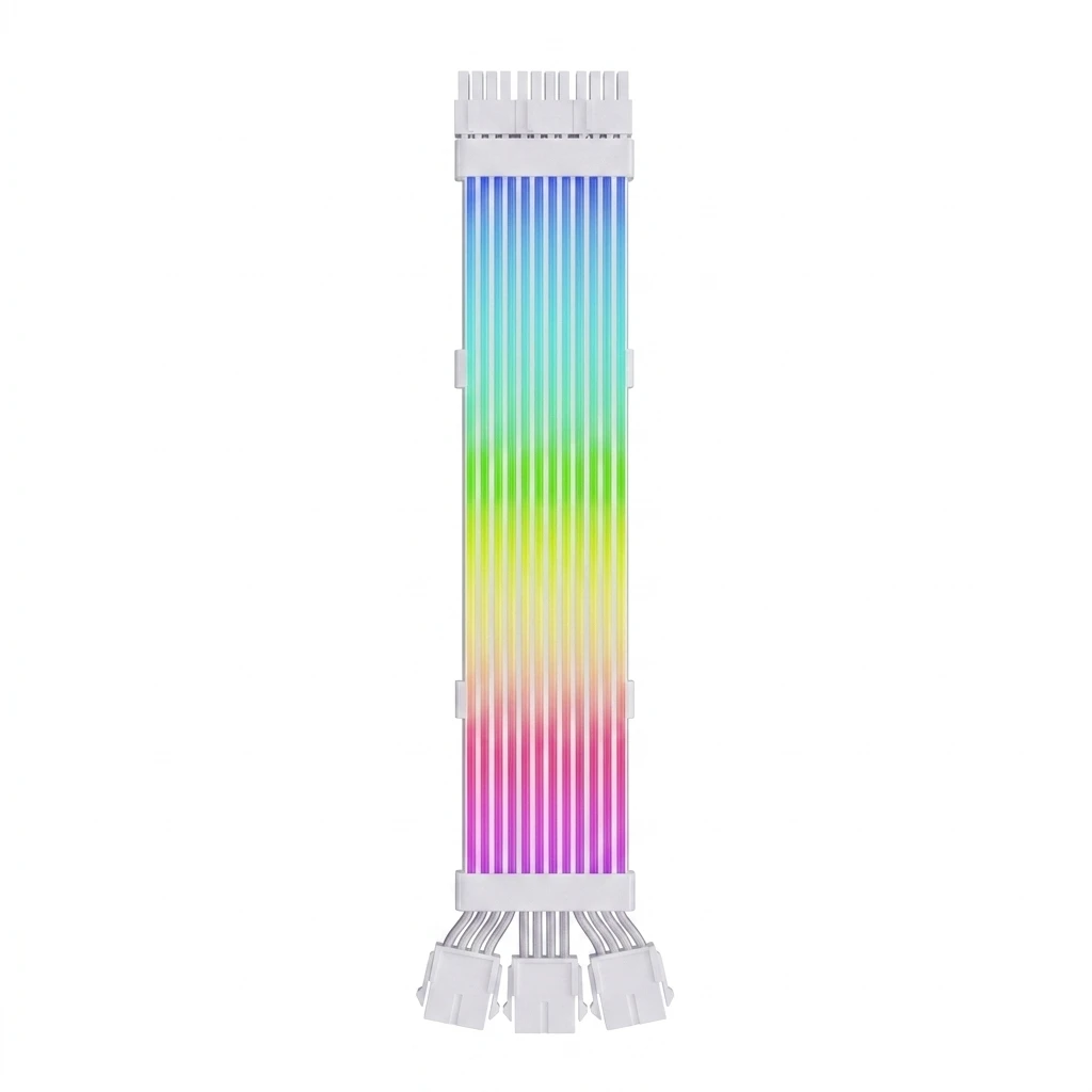 Flexible Braided ARGB 8+8+8Pin LED Extension Cable for GPU Gaming PC PSU -  Extension Cables with 90 Degree Connector