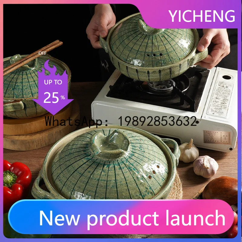 SG three-point fired ceramic casserole pot household hand-painted high temperature resistant stew pot gas open flame
