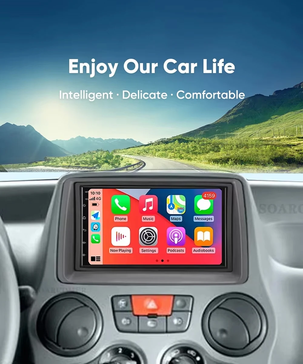 Android 16 CarPlay&Auto For Fiat Panda 2003 - 2012 Car Radio Stereo GPS Navigation Multimedia Player Wireless WIFI BT FM Audio