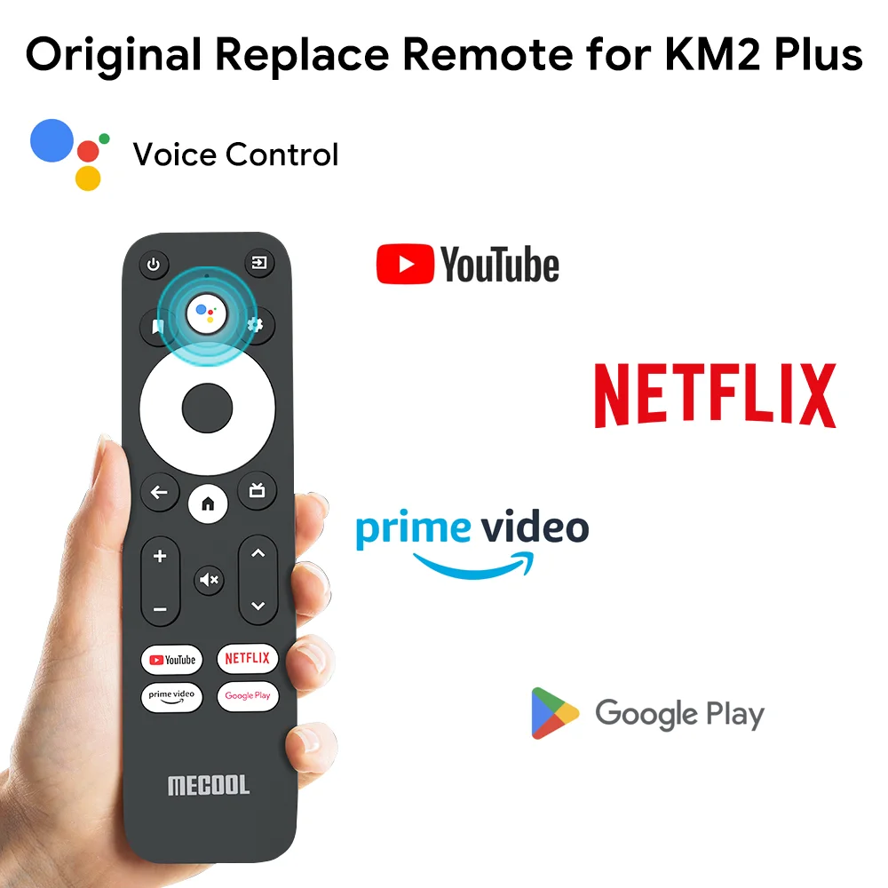 Mecool Original Replace Remote for KM2 Plus with Google Voice Control YouTube Prime Video Netflixs Google Play Replacement