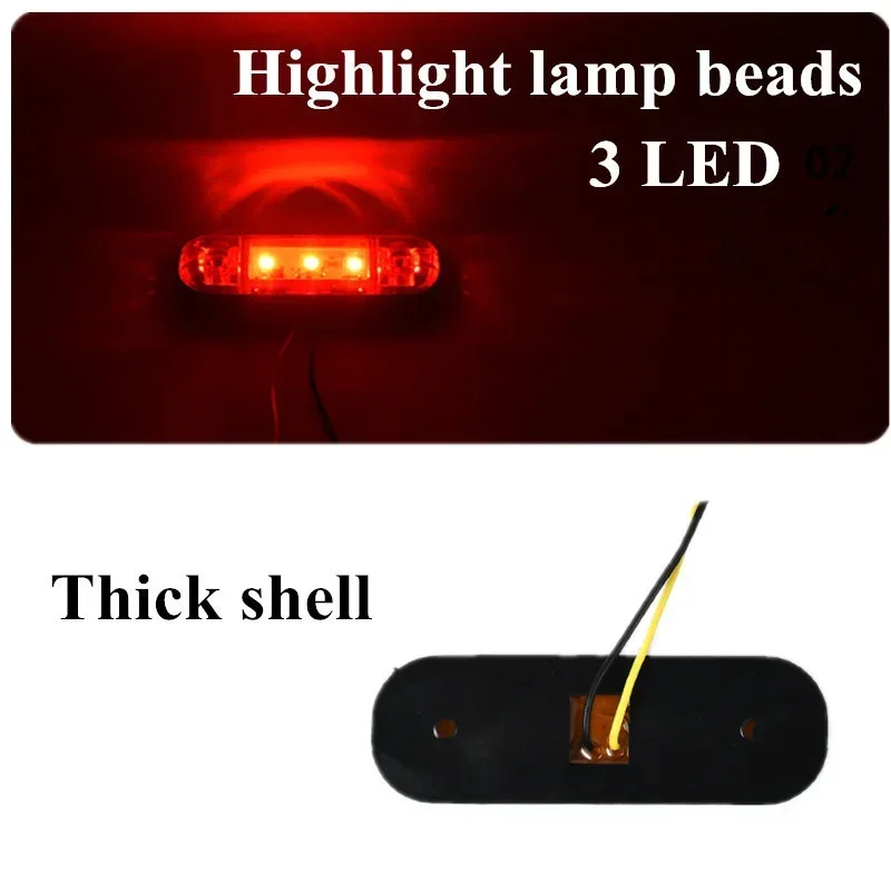 2/4/6/8/10/12x 3 LED External Side Marker Warning Tail Light Lamp Clearance Signal Brake Indicator Trailer Truck Lorry 12V 24V