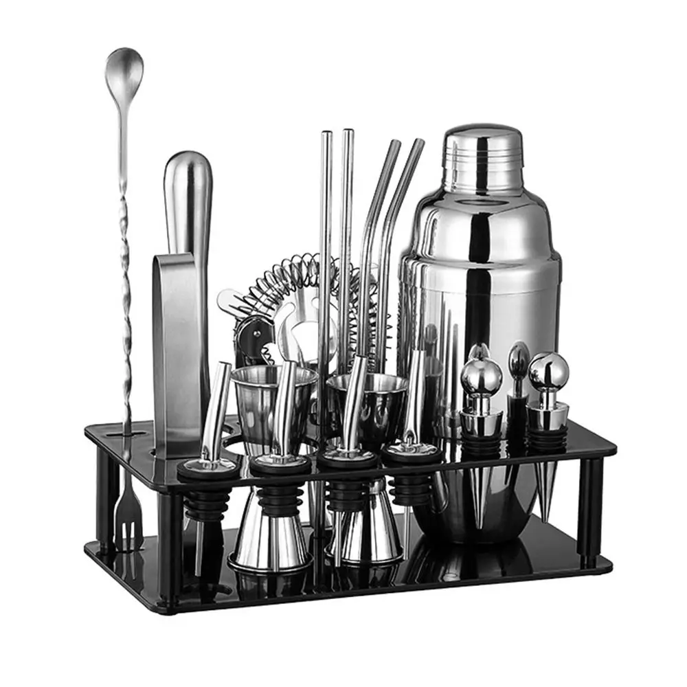 

New Stainless Steel Cocktail Mixer Silver Multi-functional Rack Martini Mixer Jigger 550/750ML Shaking Cup Rack Bar Supplies