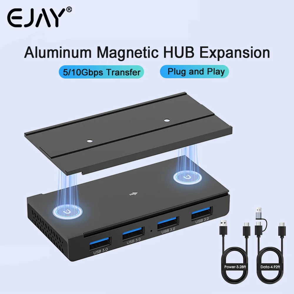 EJAY 5/10Gbps Magnetic USB HUB USB3.1 Splitter Adapter High Speed Data Transfer For MacBook Pro iMac Pro PC Laptops Accessories