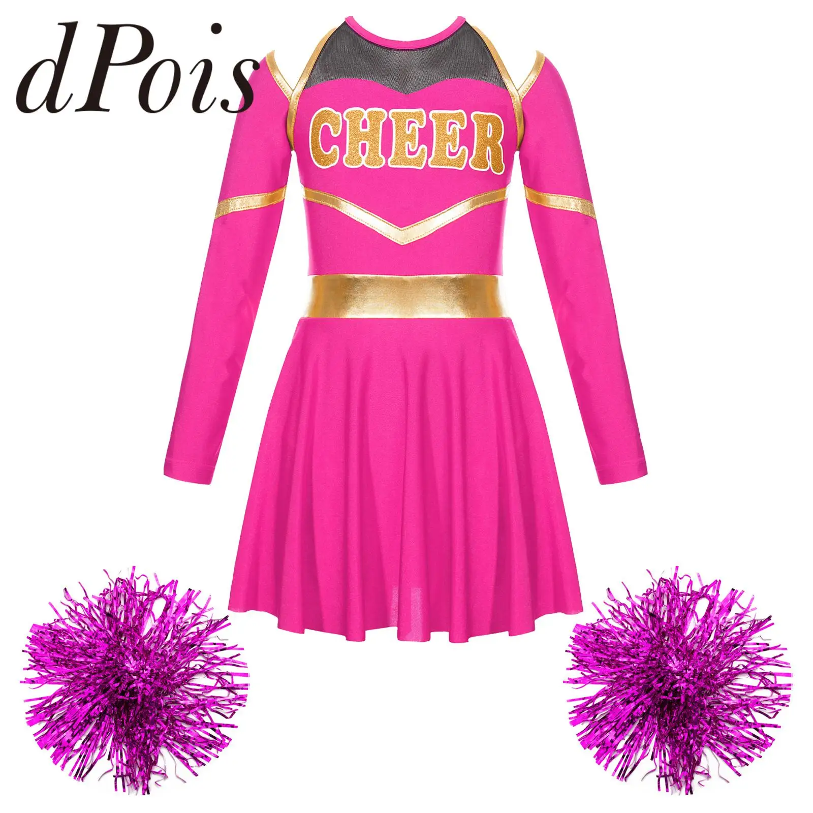 Children Cheerleader Uniforms Cheerlead Costume Cheerleading Outfits Kids Cheer Dance Dress for School Girls Team Dancewear Sets