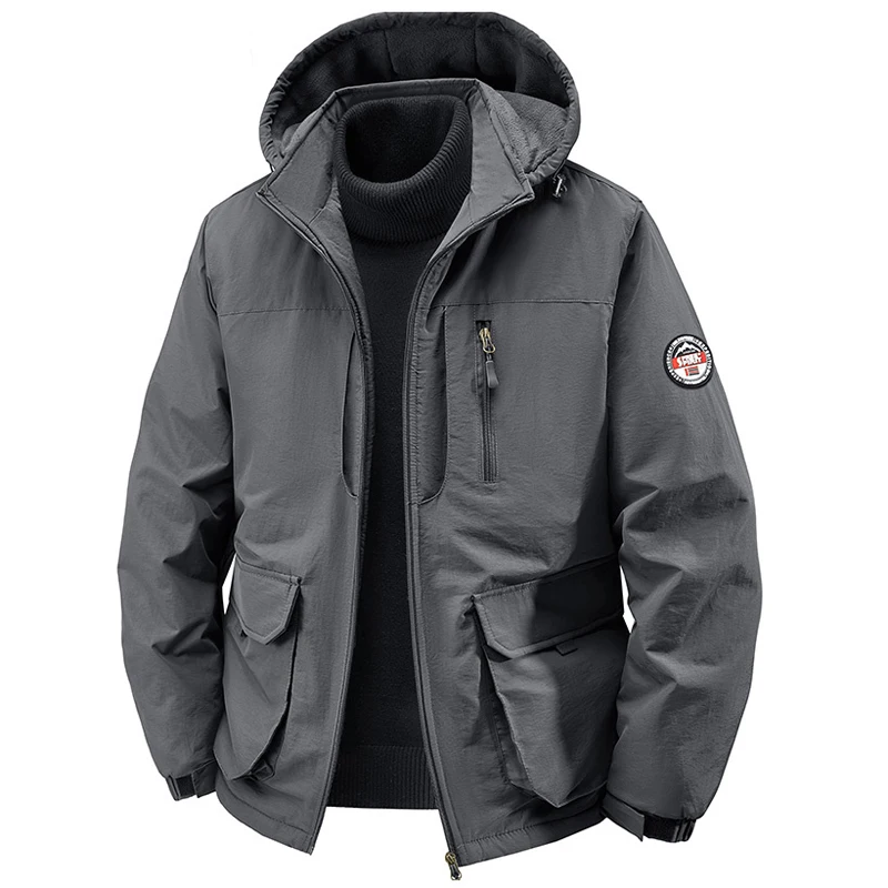 حجم كبير 7XL 8XL الرجال سترات سميكة الدافئة معطف مقنع القطن مبطن جاكيت من الصوف عادية سترة مضادة للماء الشتاء أبلى الملابس #6