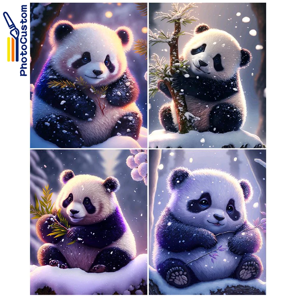 

PhotoCustom Diamond Painting Animal Panda Full Square 5D Diamond Mosaic Picture Rhinestone Embroidery Home Wall Art Decor Gift