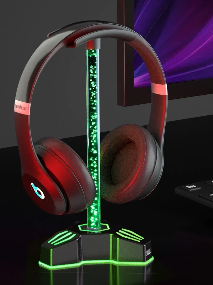 Multi functional headphone stand RGB ambient light emitting pickup light USB extended gaming desktop decoration