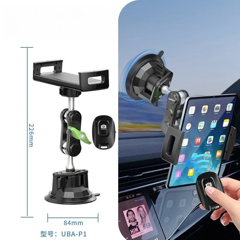 Auto-Tablet-Halterung aus Legierung mit starker Saugnapfhalterung 360° °   Drehbarer, verstellbarer Ständer für 4–12,9 Zoll Tablets, Telefone, Aluminium