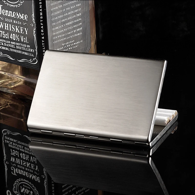 Super Thin Stainless Steel Cigarette Case Box for 12pc Thin Cigarettes Metal Smoke Case Holder Smoking Tool Pocket Female Case