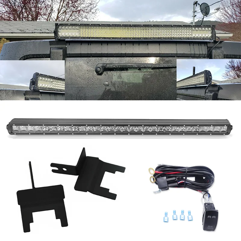 Upper Rear Roof Window 150W LED Light Bar Mount Kit For Jeep Wrangler JK 2007 2008 2009 2010 2012 2013 2014 2015 2016 2017 2018