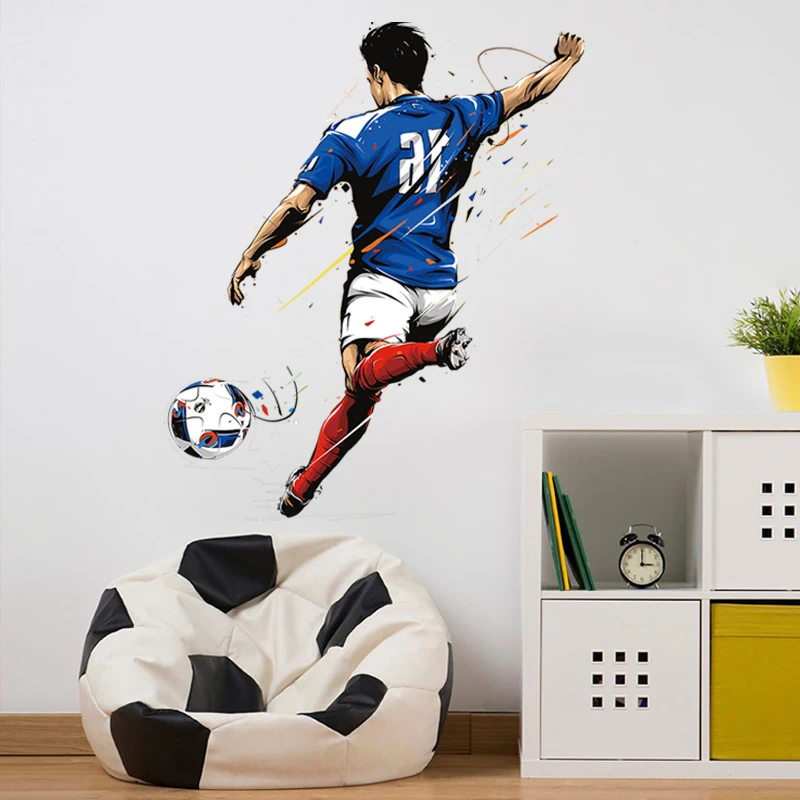 Football Wall Sticker Removable Vinyl Wall Soccer Decal Boys Room Kids Bedroom Living Room Decoration