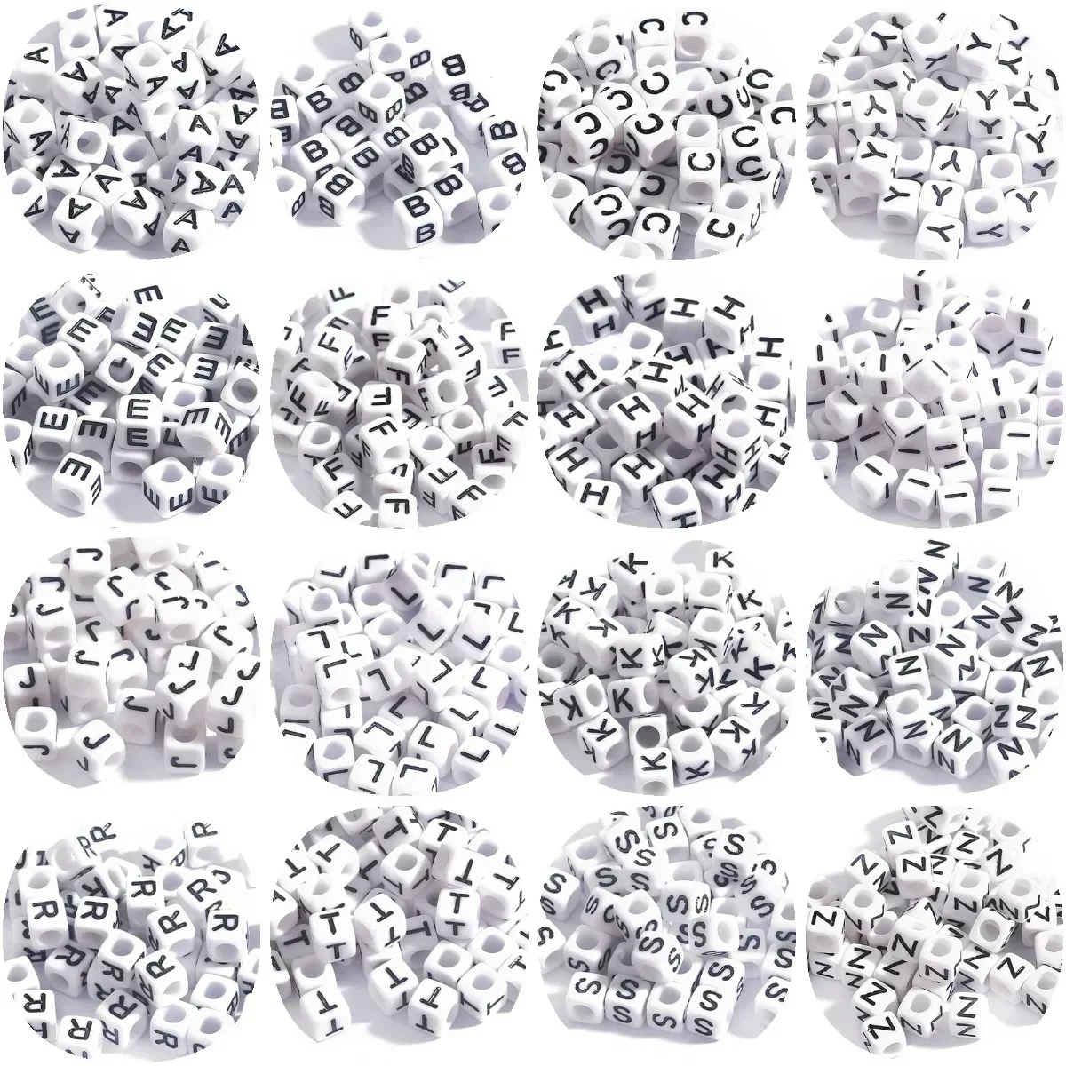 100/200/300/500pcs Acrylic A-Z 26 Letter Beads Loose Spacer Alphabet Beads for Jewelry Making Diy Bracelet Accessories 6x6mm