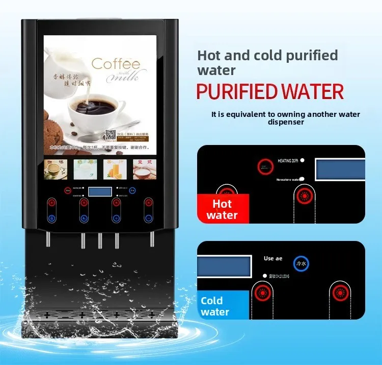 Mesin Kopi Instan Jus Teh Susu Dingin dan Panas Terintegrasi Komersial Sepenuhnya Otomatis