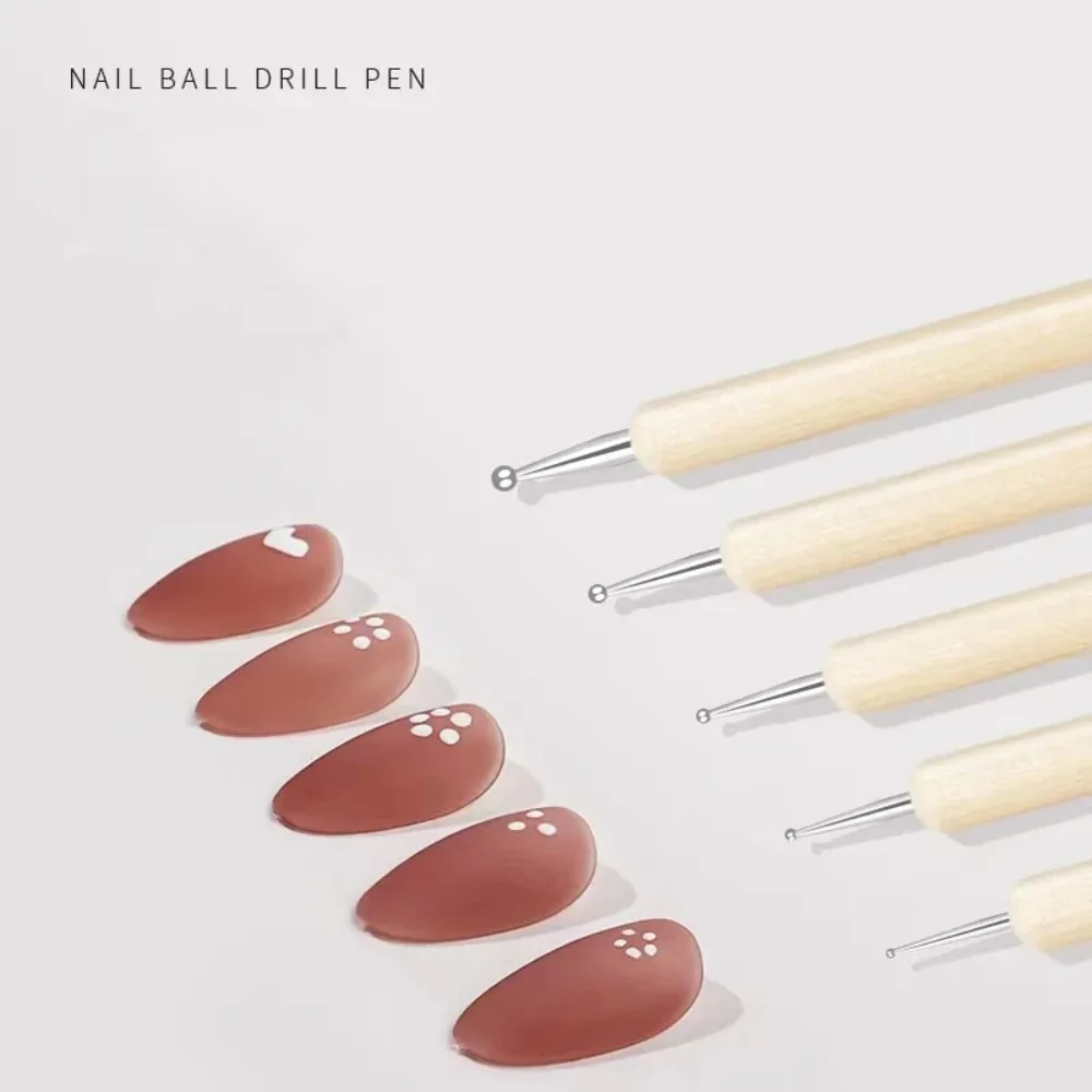 5Pcs Optional Wooden Double Ended Dotting Stylus Set Embossing Pens Multi-purpose Tools For DIY Nail Art Polymer Clay And Pottery Sculpting