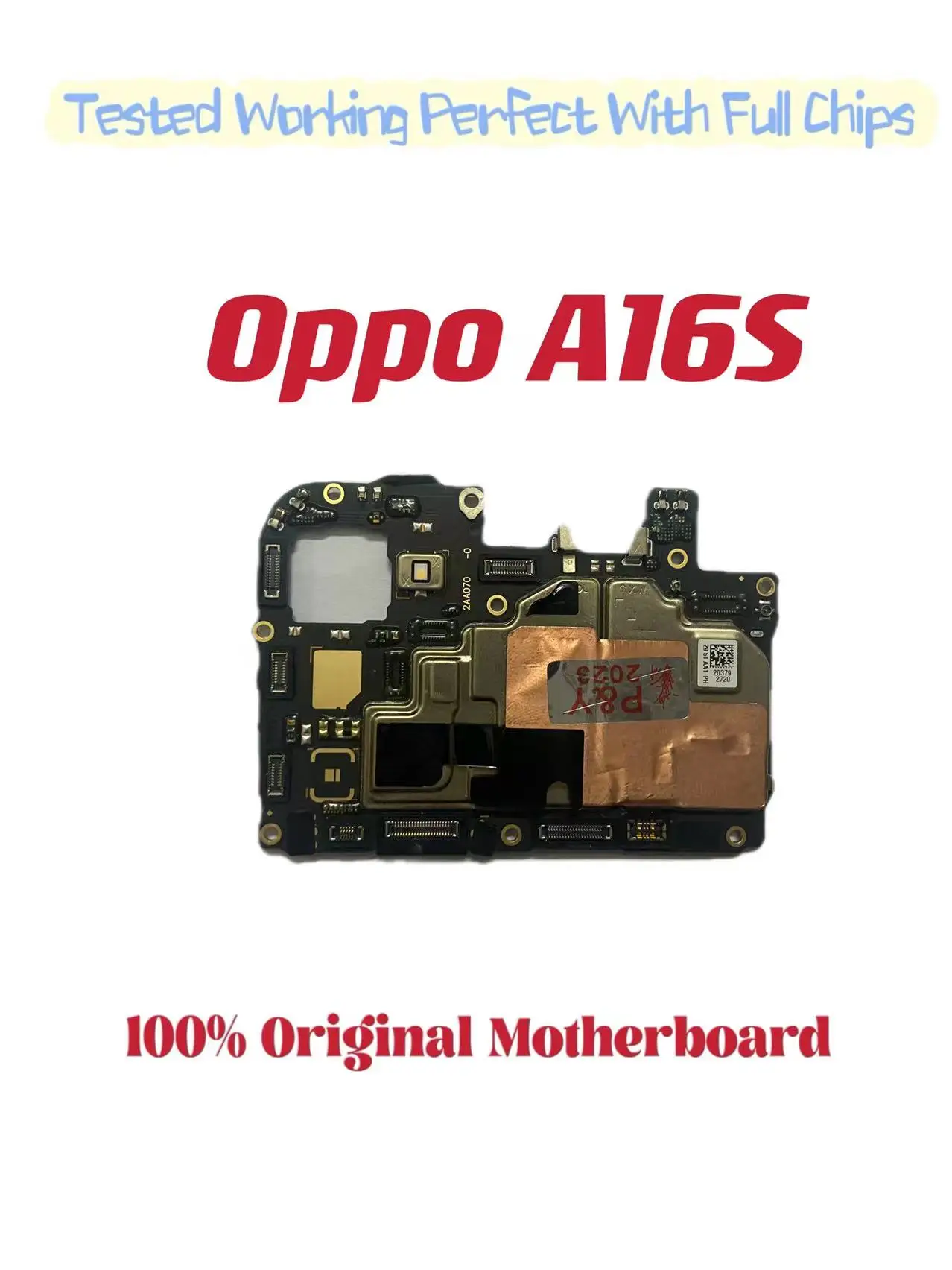 Original Unlocked Main Board for OPPO A16S, Mainboard Motherboard with Chips Circuits, Flex Cable