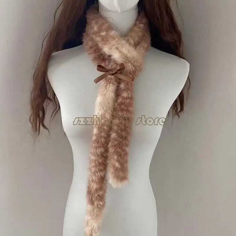 367C Deer Print Scarf Long thin Shawl for Commuting Travel and Parties Warm Polyester Cosy Winter Clothing Accessory