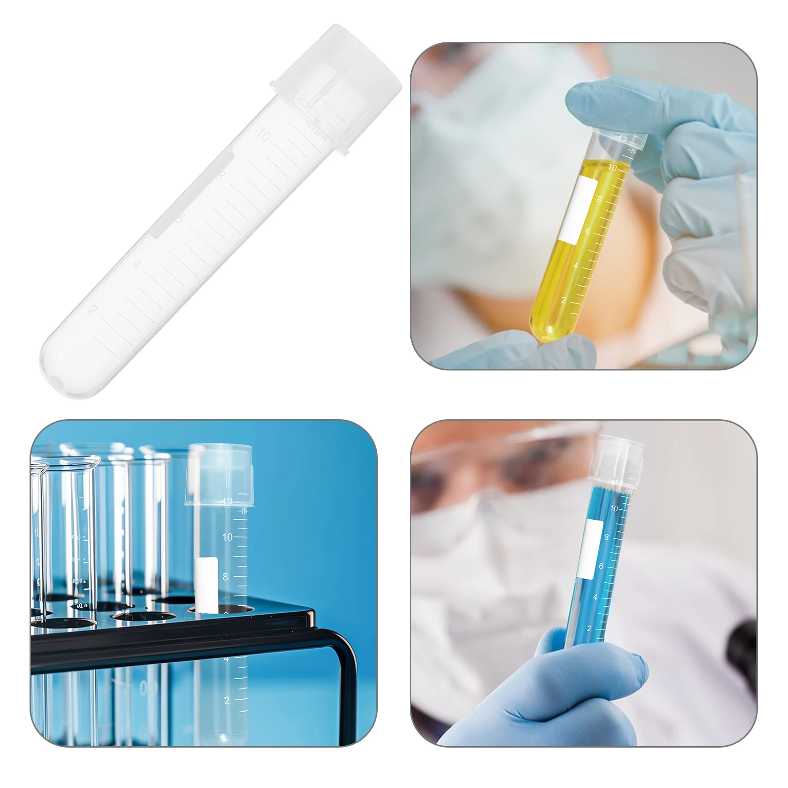 

12ml Plastic Shaking Tubes Tubes Graduated Scale Conical Bottom Vials Cryogenic Storage Sample Containers