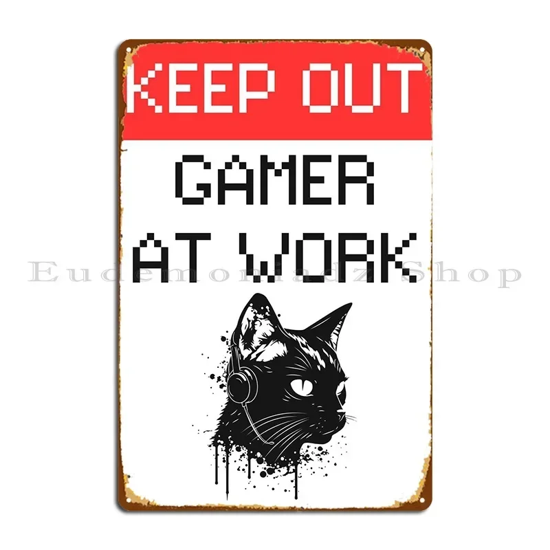 Gamer At Work Gaming Room Metal Plaque Poster Plates Cinema Cave Iron Party Tin Sign Poster