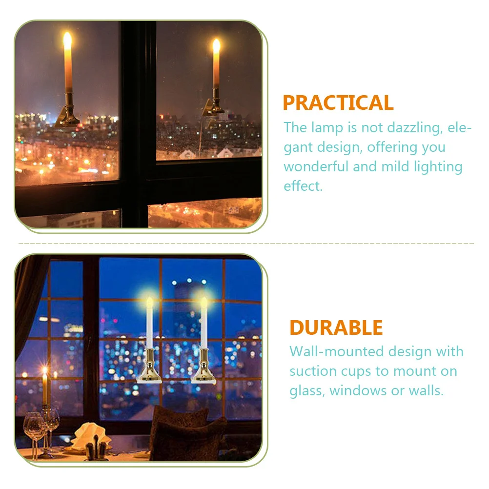 2 ชิ้นไฟ LED แบบชาร์จไฟได้ไร้เปลวไฟติดผนังโคมไฟถ้วยดูดงานปาร์ตี้สุดโรแมนติกตกแต่งไฟกลางคืน