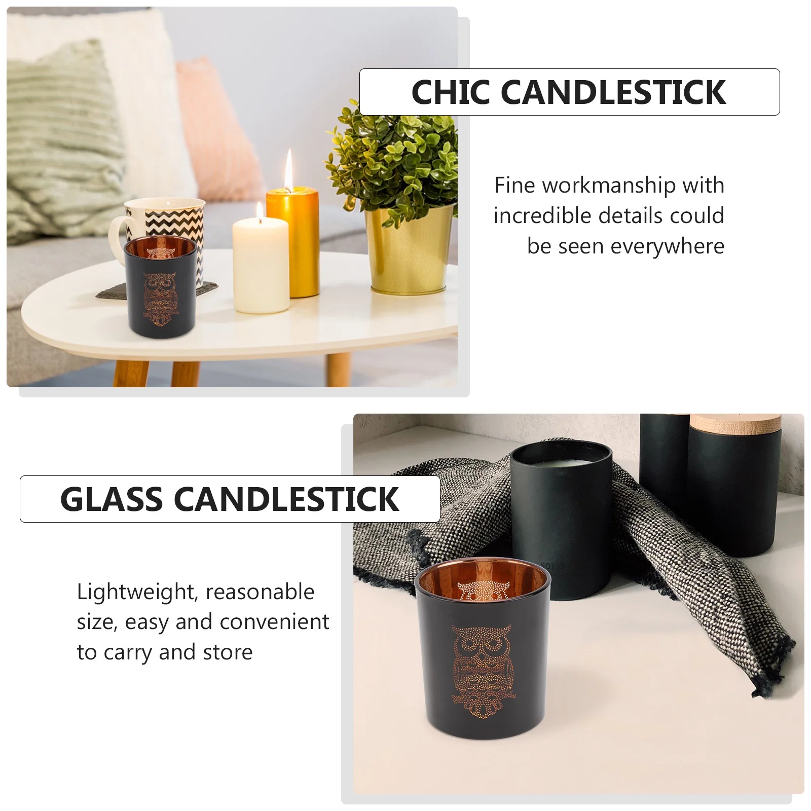 

1Pcs Elegant Owl Pattern Candlestick Romantic Glass Holder Creative Decoration for Home Office Clothes Store Mall