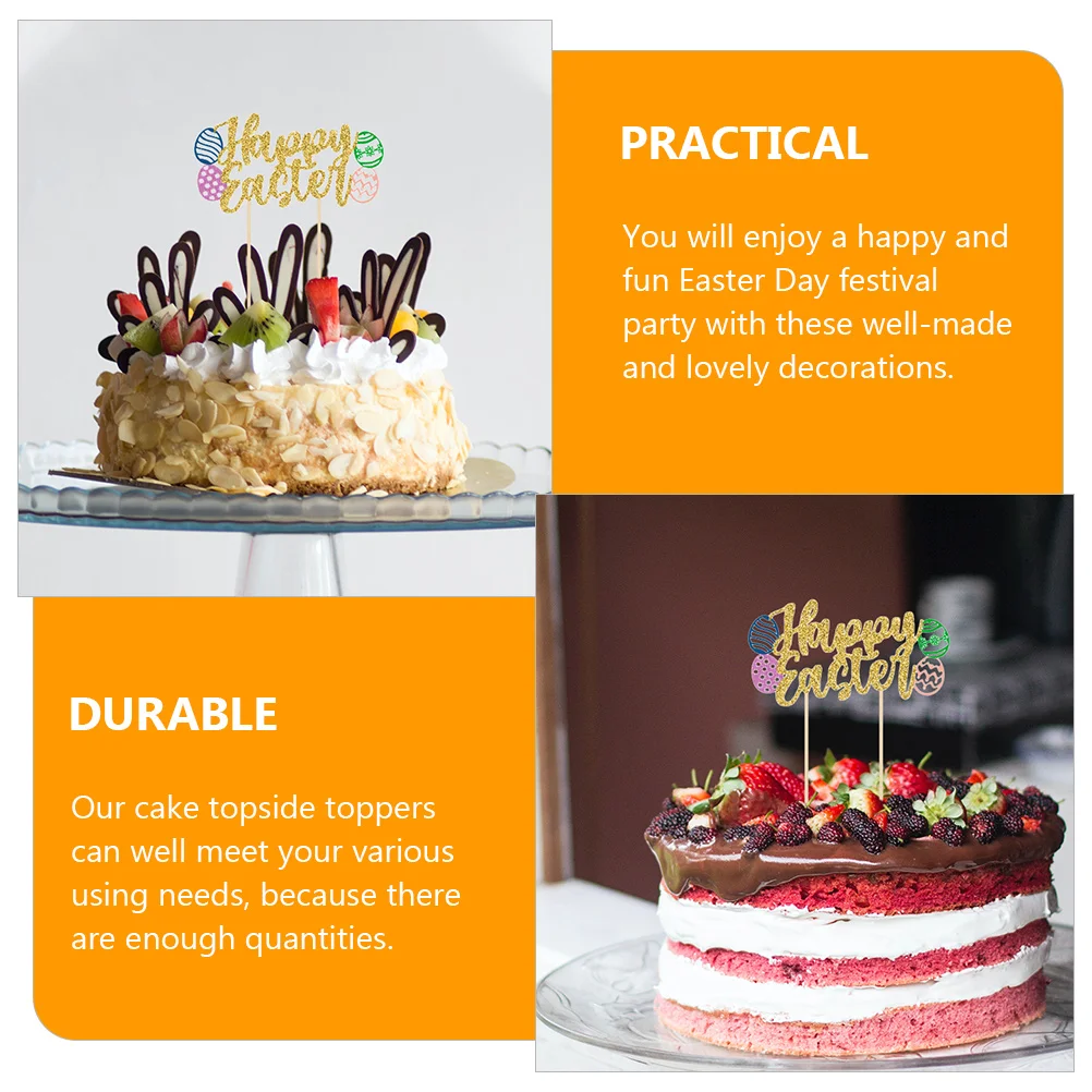 

6pcs Toppers Easter Decor Rabbit Kit Dessert Picks Party Supplies Wood Paper Festive Photography Easter Cake Decors DIY