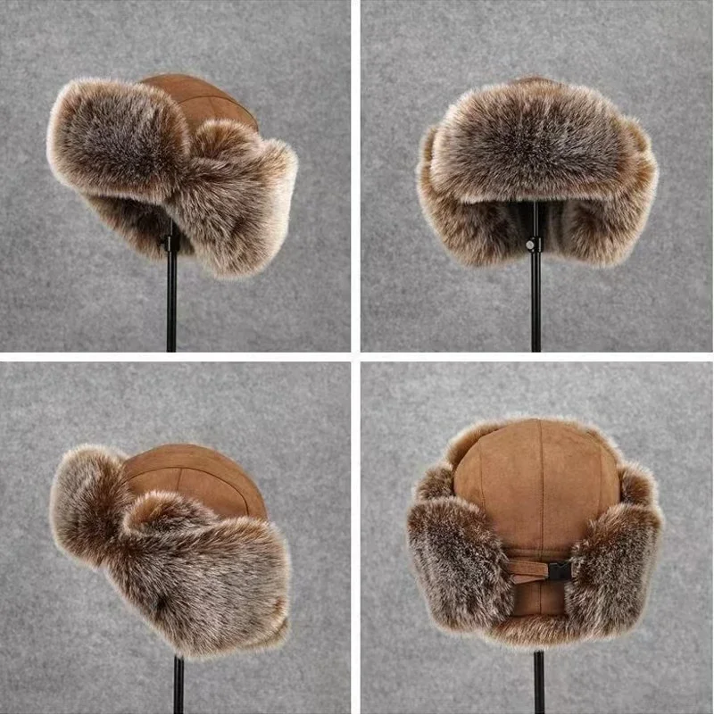 Cappelli bomber in peluche invernali per donna uomo imitazione pelliccia sintetica berretto colbacco russo berretto nord-est unisex caldo berretto da neve cappelli con paraorecchie