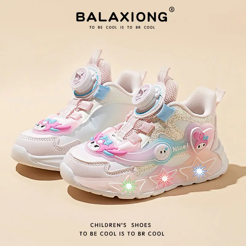 

New Kuromi Shoes Kawaii Sanrio Girls Sneakers Light Up My Melody Tennis Cartoon Cute Princess Children Light Shoes Gift for Kids