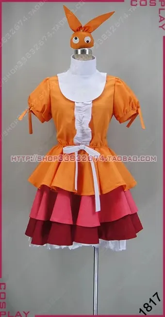 suki Monogatari Ononoki Yotsugi Fluffy Cosplay Costume dress With Headwear and socks customized