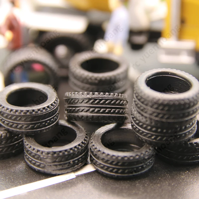 1/64 Scale 12mm Outer Diameter Simulated Tire Rubber Model Truck Tyre Sand Table Scene Garage Ornament DIY Parts for RC Car