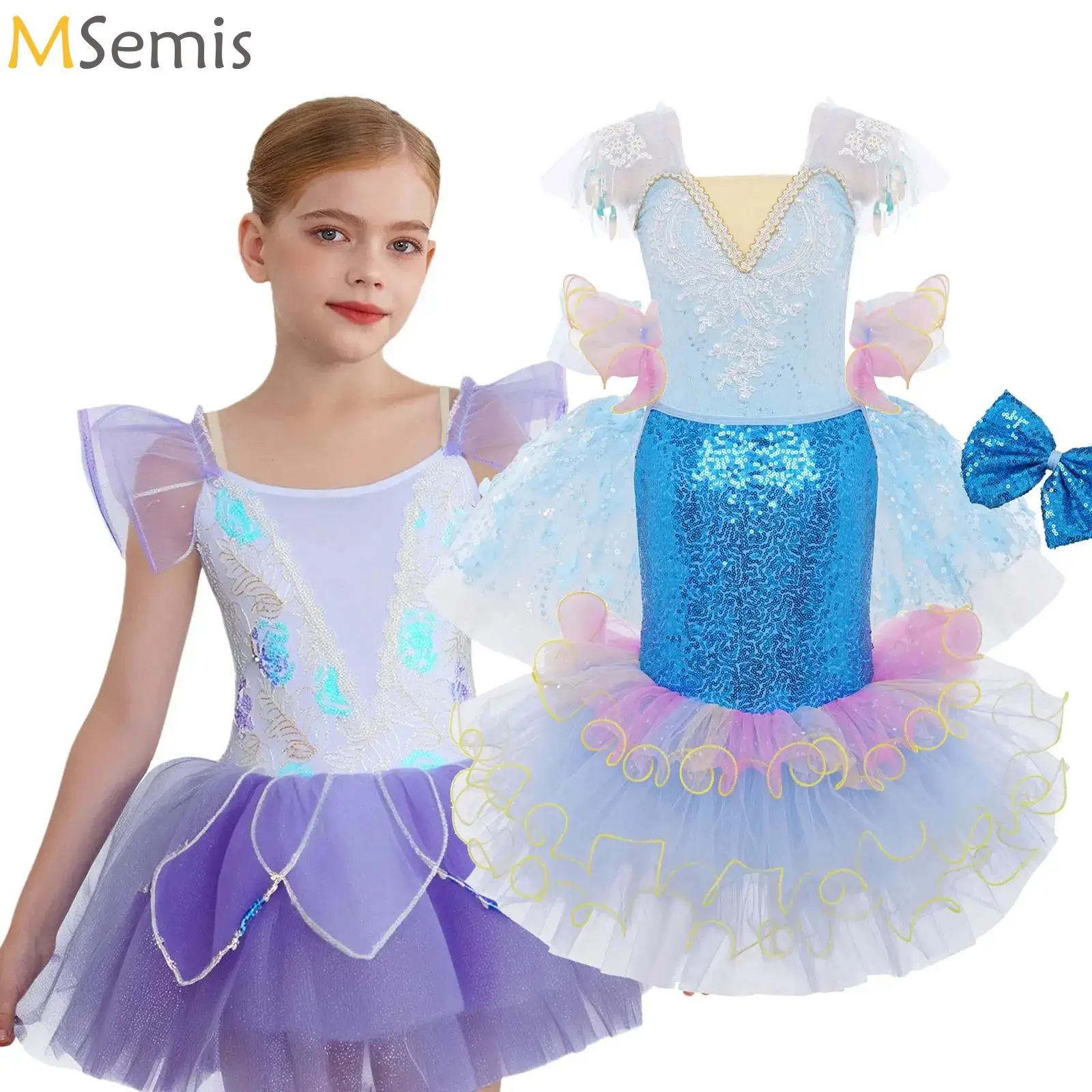 

Sequined Ballet Tutu Dance Clothes Children Girls Modern Dance Skirts Gymnastic Kids Ballet Dress Stage Performance Clothes