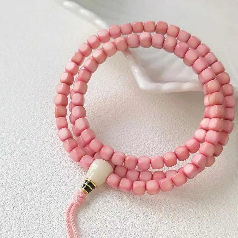Ridge Pink Small Square Sugar , Multi-Strand Handheld Bodhi Bracelet
