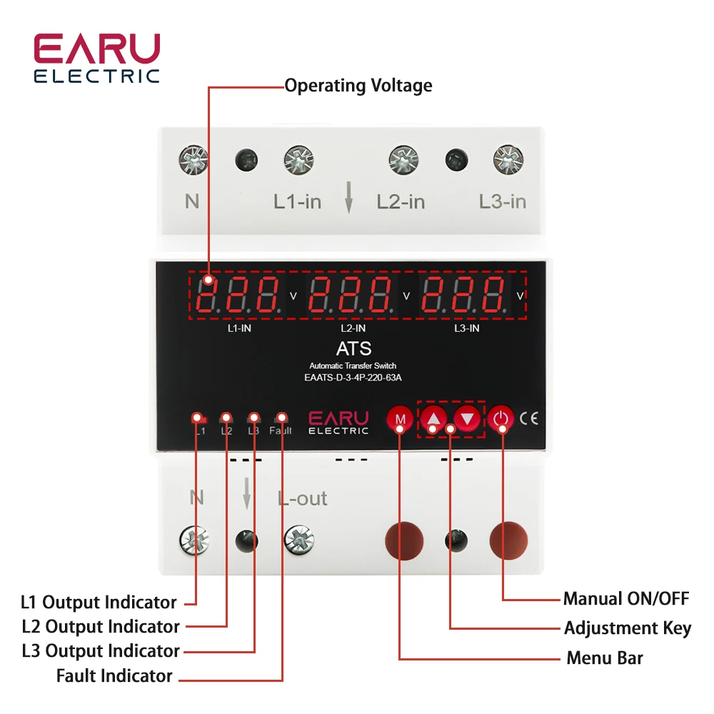 Trójfazowe czteroprzewodowe regulowane zabezpieczenie podnapięciowe ATS 3-drożne przełączanie zasilania 220V Automatyczne urządzenie zabezpieczające