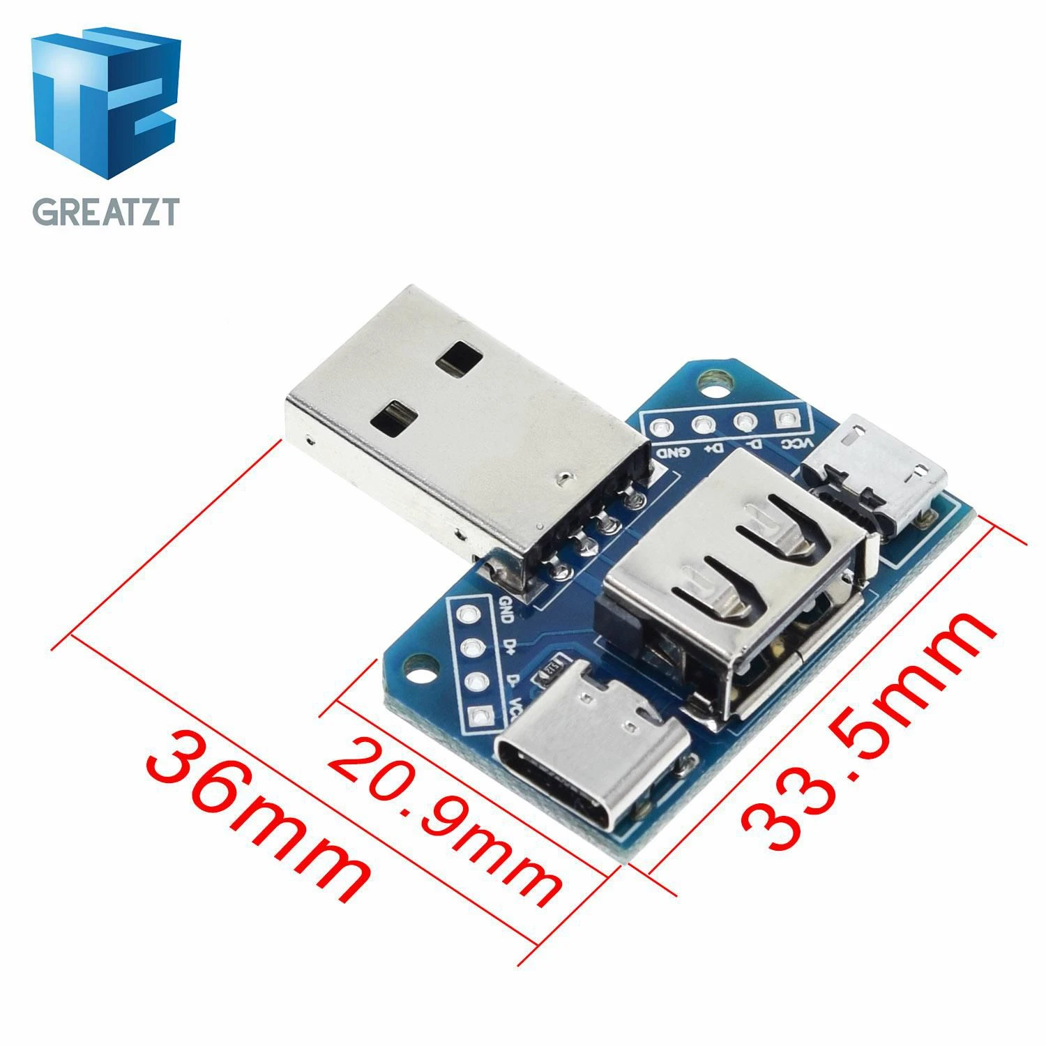 USB Head Switchboard Male USB Connector to  Type-c  Micro  Female USB  transfer test board plate XY-USB4
